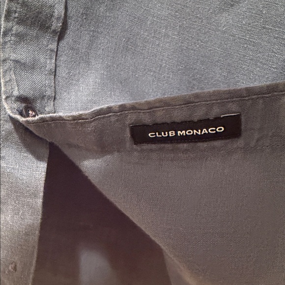 Club Monaco 100% Linen Slim Fit Button Down Shirt Men’s Small Blue Gray - Picture 11 of 11